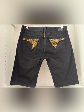 Robin's Jean Black Men's Shorts with Gold Stud Accent